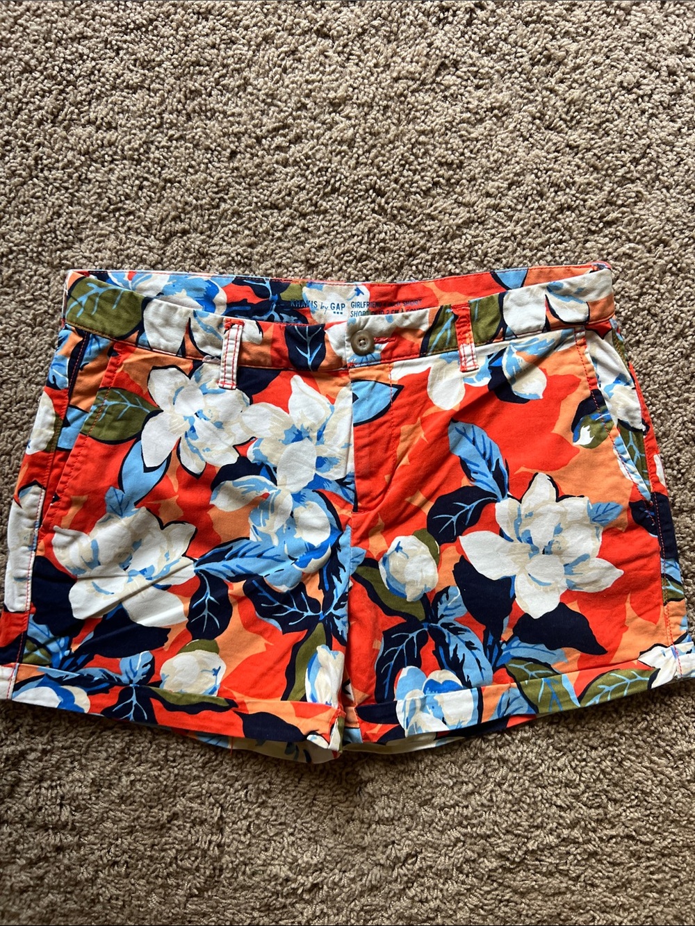 Gap Floral Orange Cotton Stretch Women’s Shorts size 6
